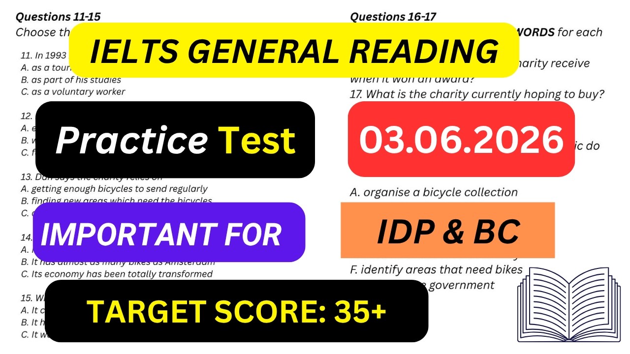 IELTS general reading practice test 2026 with answers | 03.06.2026