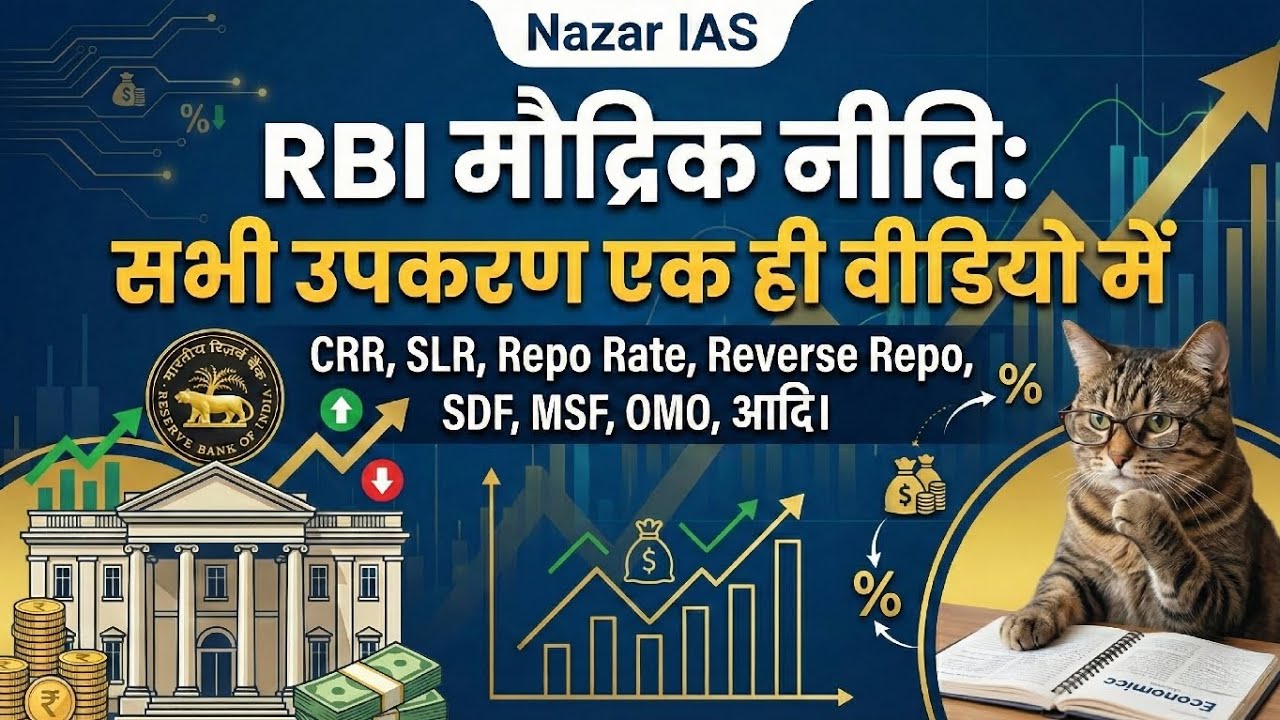 RBI मौद्रिक नीति: सभी उपकरण एक ही वीडियो में | CRR, SLR, Repo, SDF, MSF | Economics by Nazar IAS