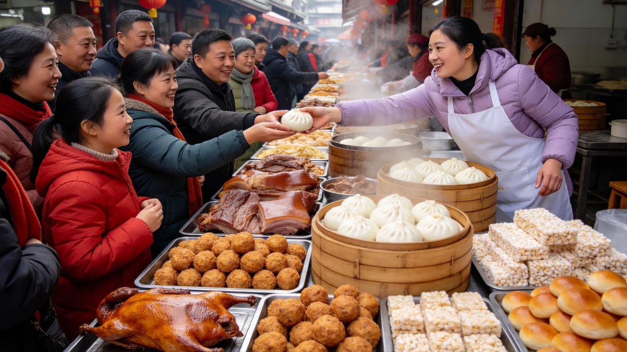 Chengdu China Street Food Market | Crispy Pork, Tang You Guo Zi & Sichuan Sausage