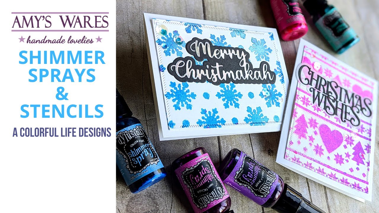 Oooooh that shimmer! Stencil technique for easy Holiday Cards!