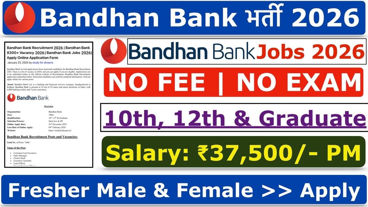Bandhan Bank New Recruitment 2025 | Bandhan Bank Job 2025 | Bank Jobs in 2025 | Bandhan Bank Vacancy