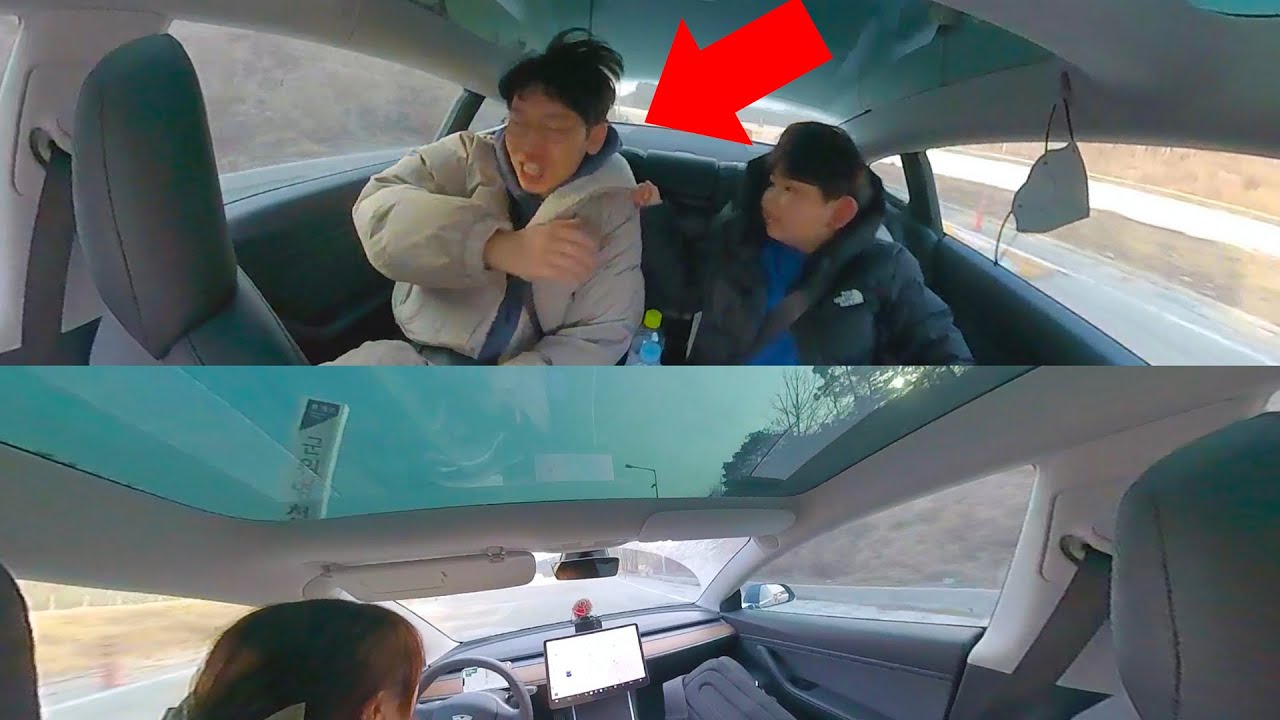 【純VLOG】夫人第一次駕駛特斯拉，結果我起飛了！feat. 特斯拉Model 3冬天續航測試/韓國450km公路旅行｜大耳朵TV