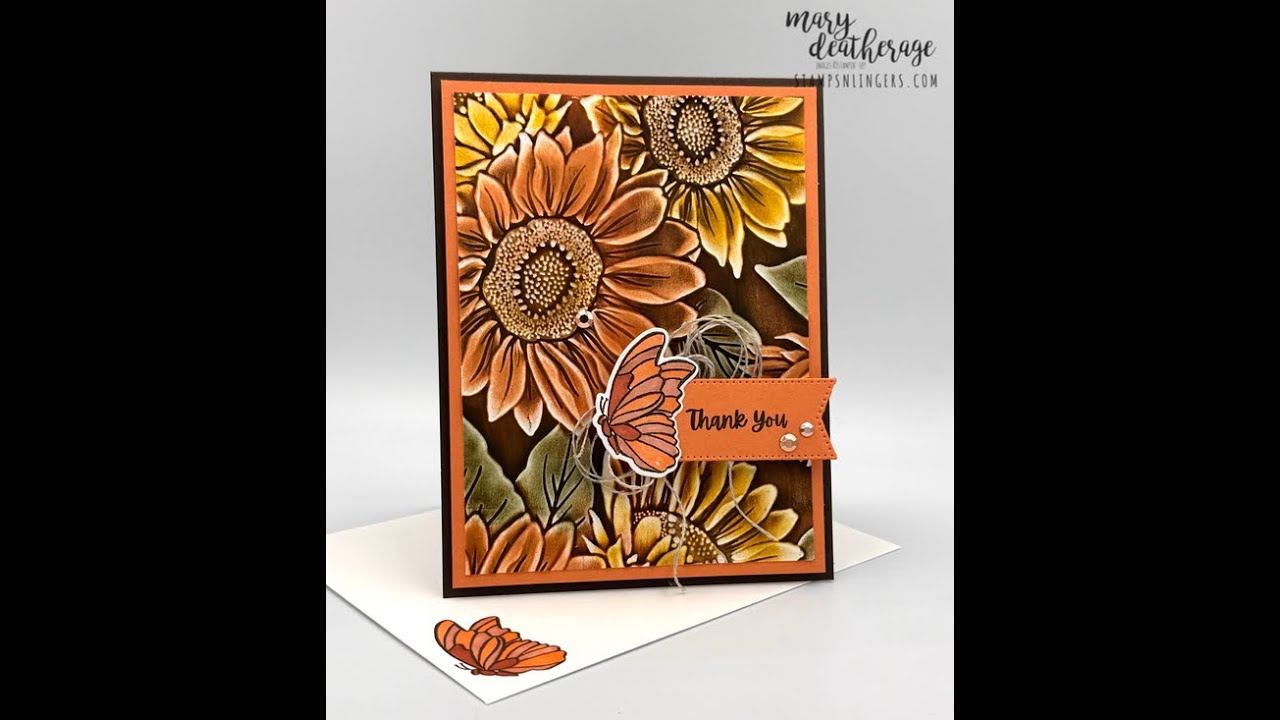Stampin Up//Sunflower 3D Embossing//Coneflower Celebration//Carved Wood Technique//Thank You Card