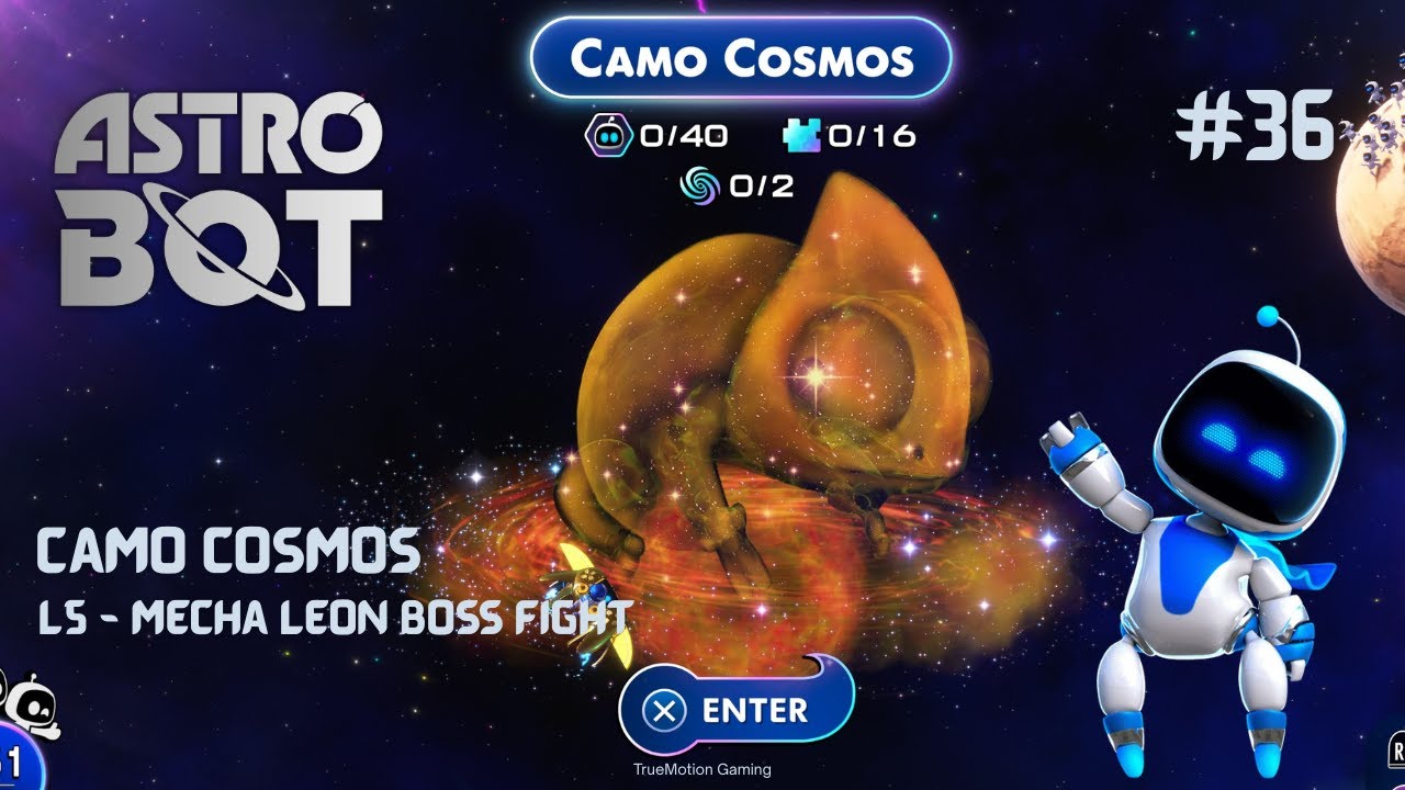 Astro Bot Mecha Leon Boss Fight – 100% Collectibles (No Commentary) | TrueMotion Gaming