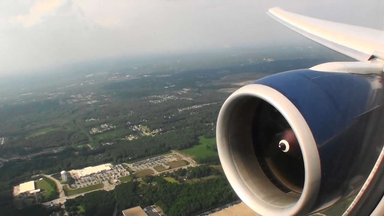 Massive Reverse Thrust!!!  Excellent Business Class HD Boeing 777-200LR Landing In Atlanta!!!