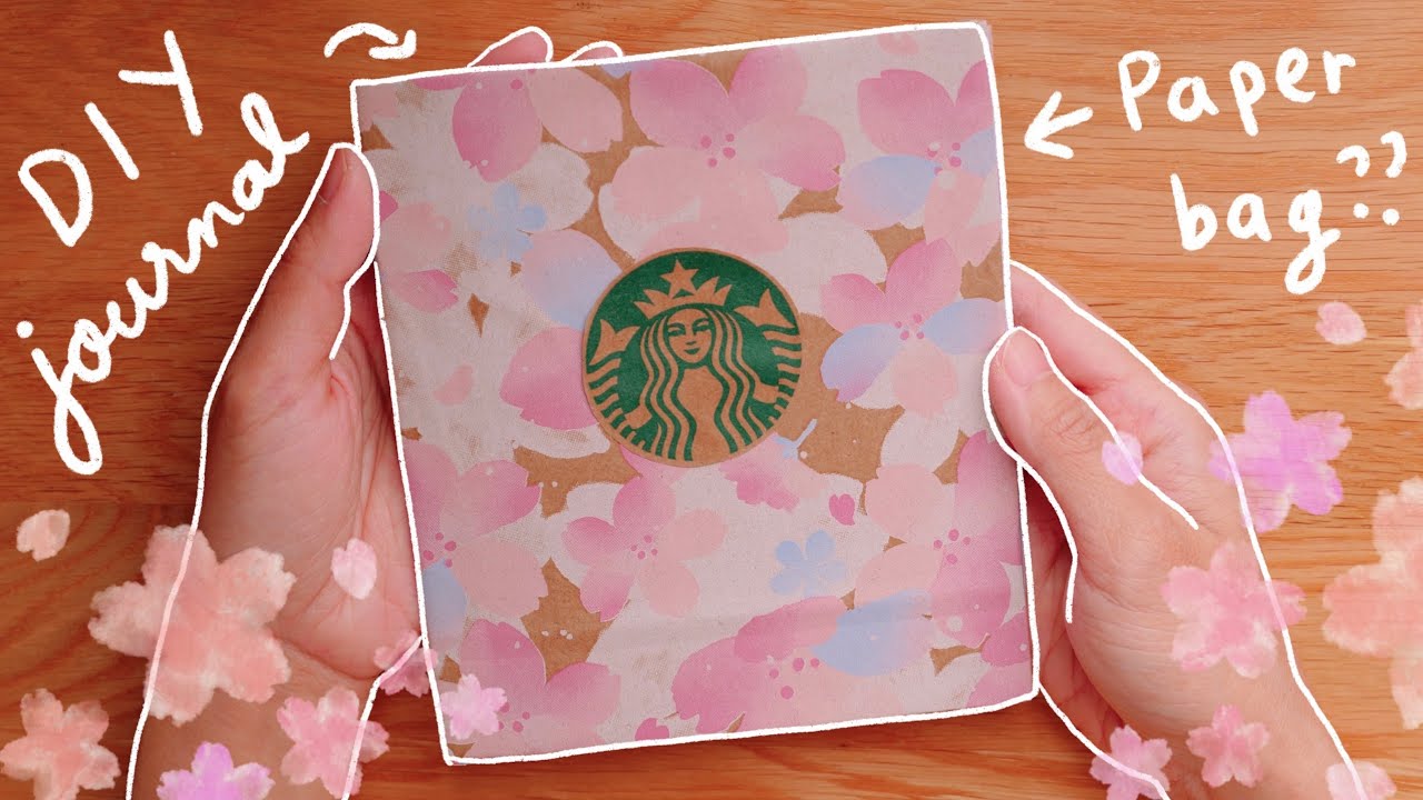 DIY Starbucks Japan Sakura Paper Bag Journal 🌸  | Recycled Stationery ♻️  | Rainbowholic