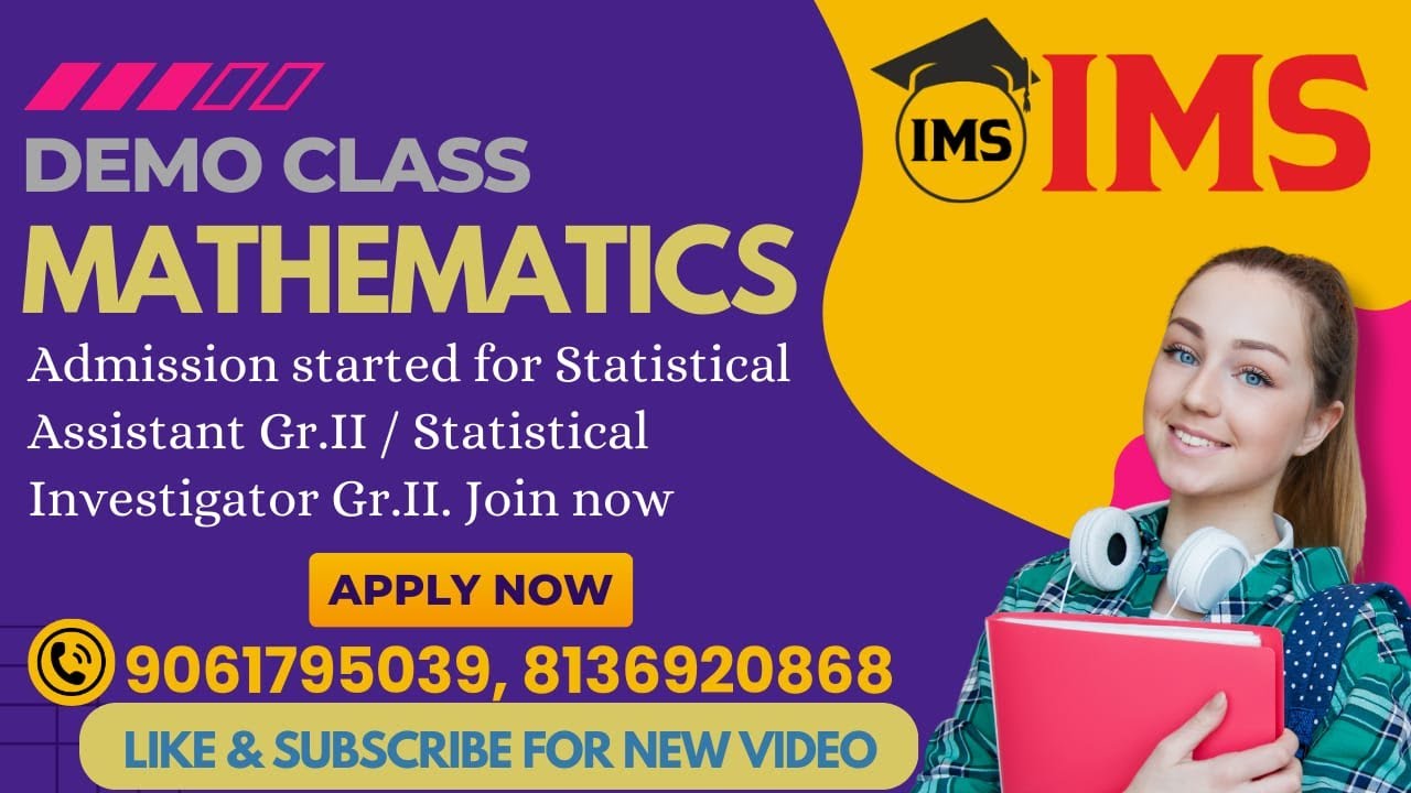 STATISTICAL ASSISTANT DEMO CLASS // MATHS // IMS INSTITUTE TVM