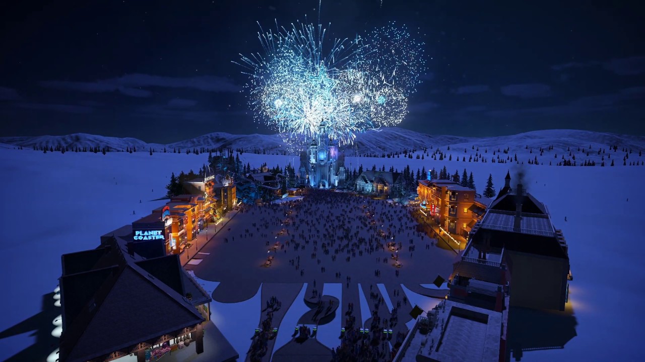 Into the Unknown - Planet Coaster Fireworks Show - Frozen 2 - Rear View