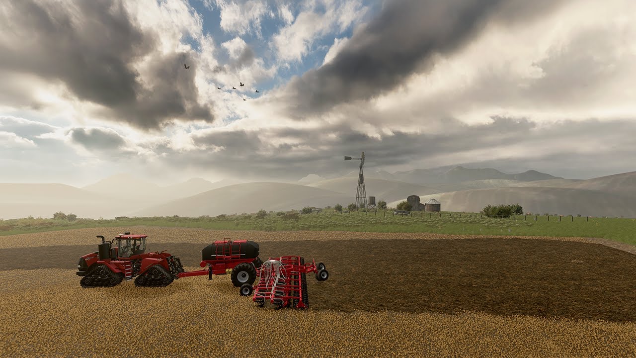 Farming Simulator 25. A Farm on the Palouse. Wheat planting in the mist.