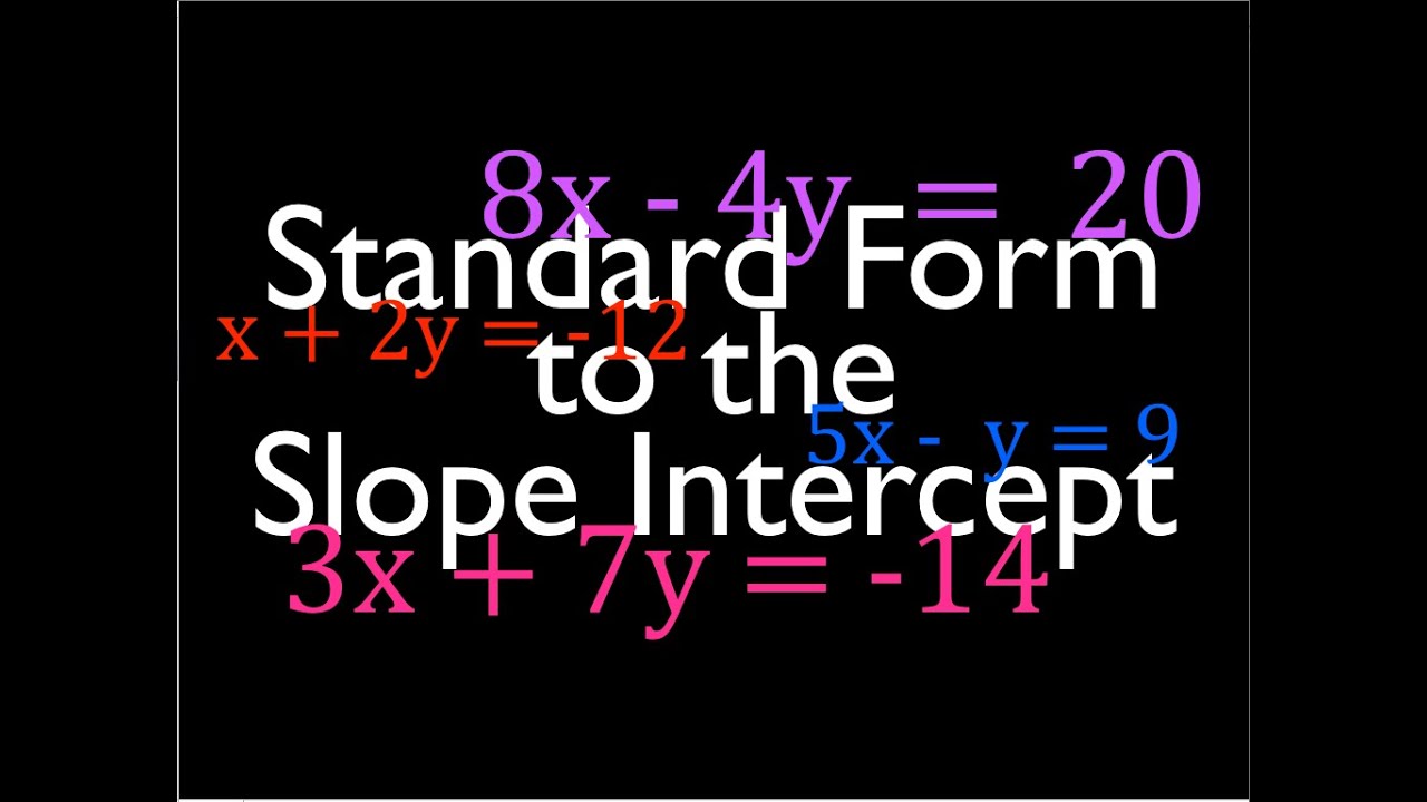 Convert from Standard Form to the Slope Intercept Form of a Line