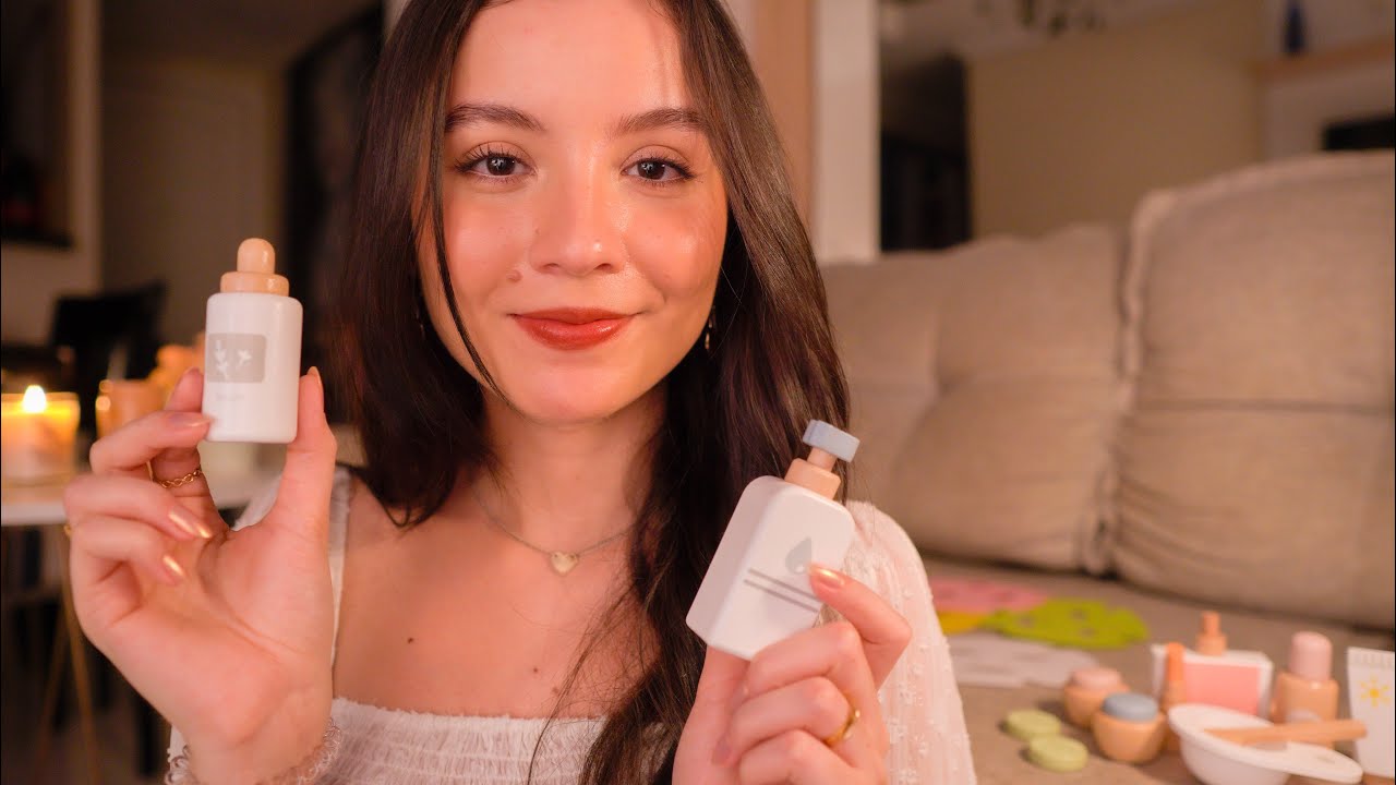 ASMR | SPA facial com objetos de madeira (personal attention) 🧖🏻‍♀️🎀🧴