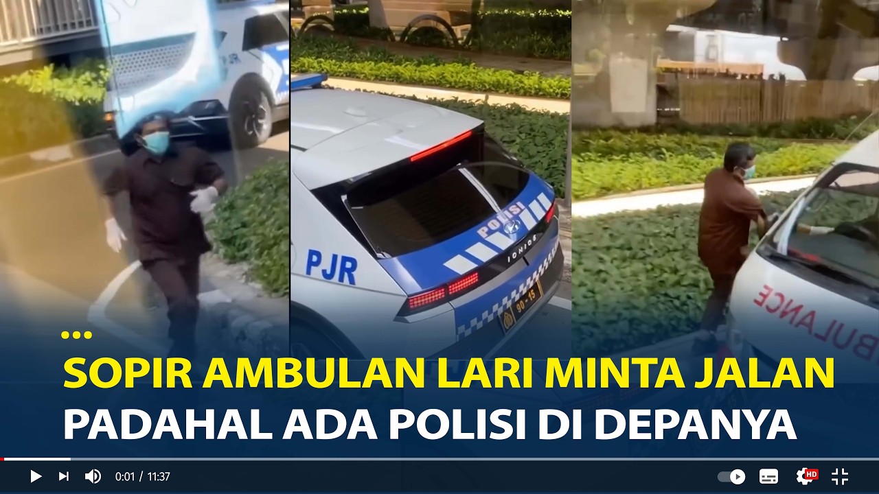 Viral Aksi Sopir Ambulan Lari Minta Jalan, Padahal Ada Mobil Polisi di Depnnya