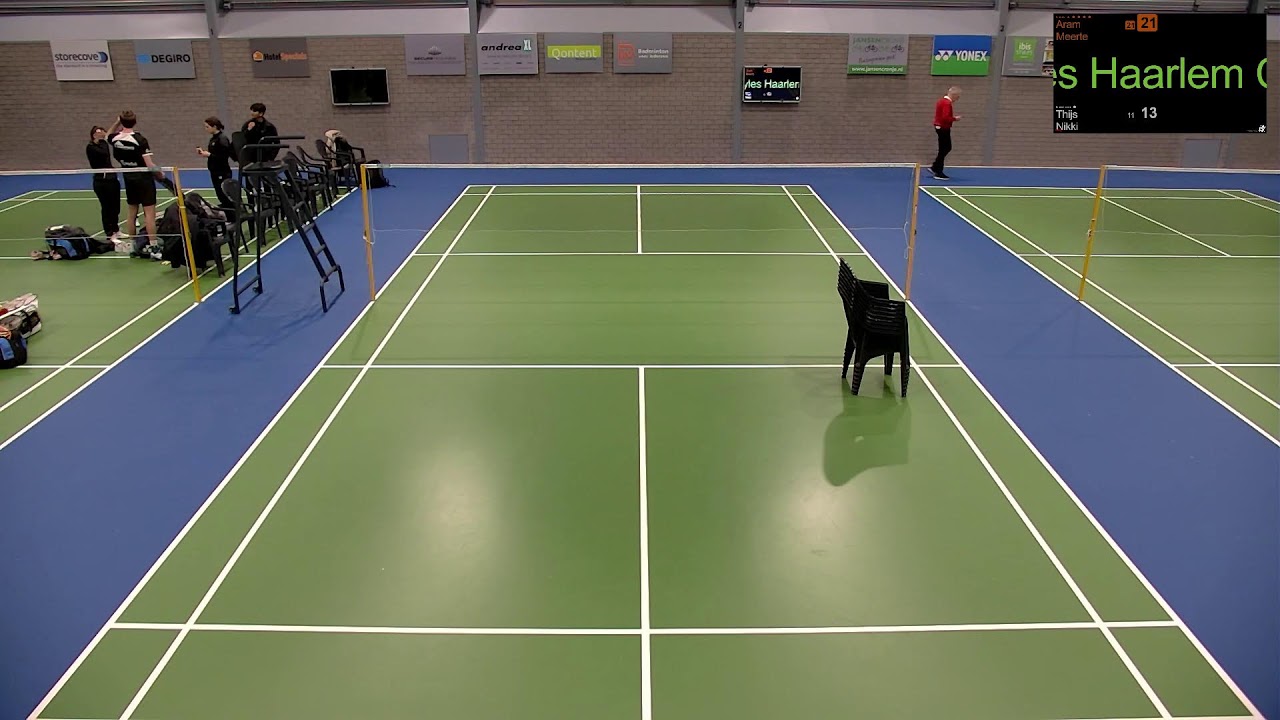 BC Duinwijck - Paul Knip Keukens Roosterse BC 1, baan 1 (eredivisie badminton, 14-02-2026)