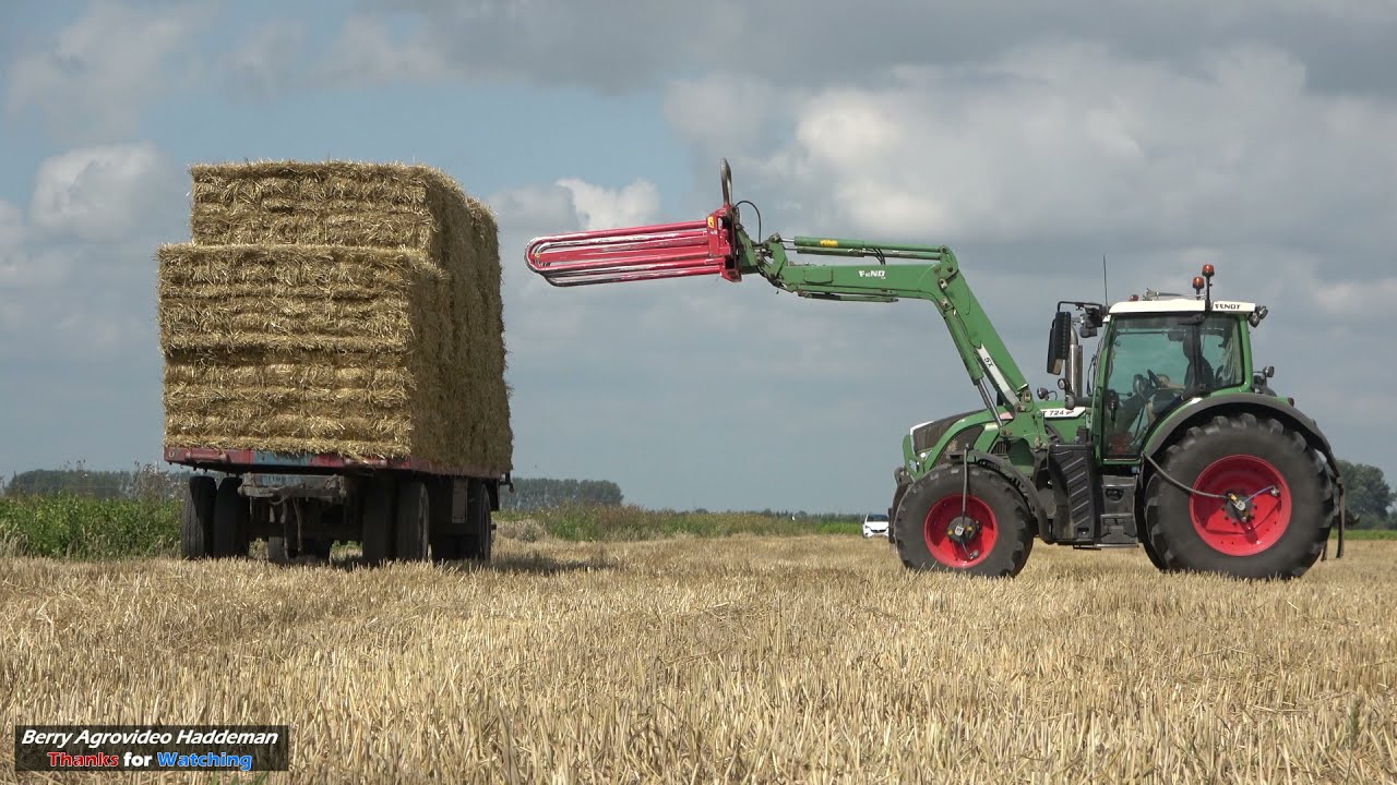 Stro balen persen en bundelen met Fendt + Welger + Belair | Fendt 724 Cargo Frontlader | Tiemens🚜.