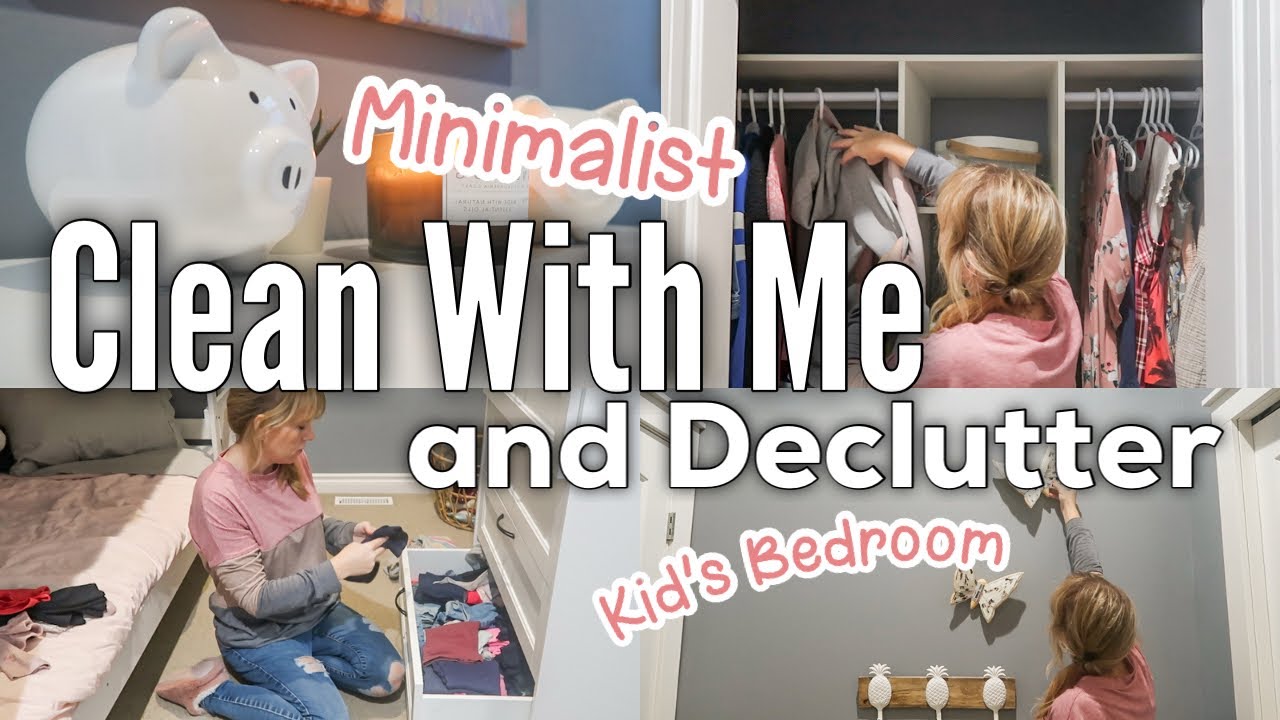 CLEAN AND DECLUTTER WITH ME || Minimal Girls' Bedroom Decluttering and Cleaning Motivation