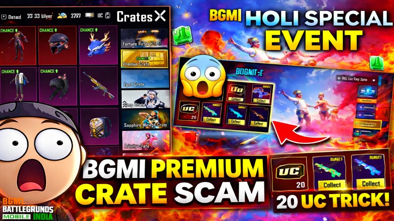 😍BGMI 20 UC HOLI EVENT TRICK | GET UPGRADE BIZON SKIN | BGMI PREMIUM CRATE NEW SCAM