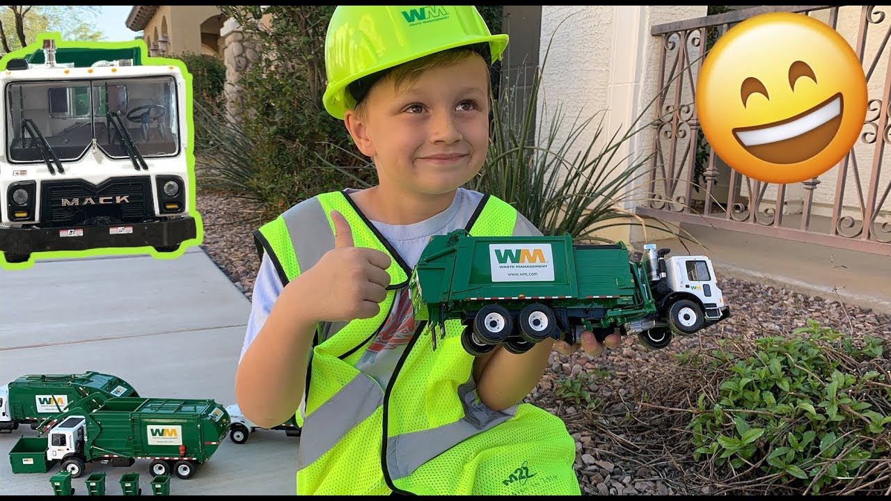 Roman Gets New Waste Management Toy Garbage Truck