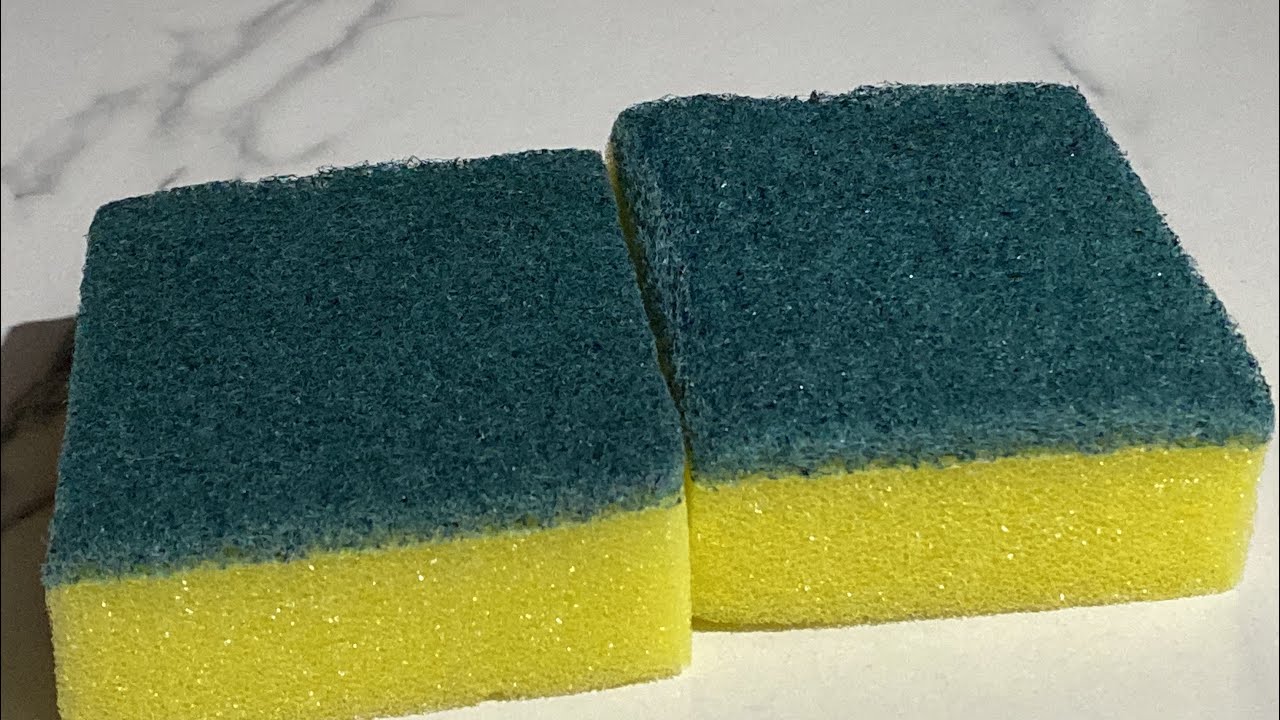 ASMR dry kitchen sponges ripping 💛