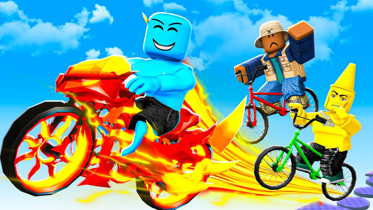 OP SPEEDRUNNER vs HUNTERS in Roblox Bike Obby..