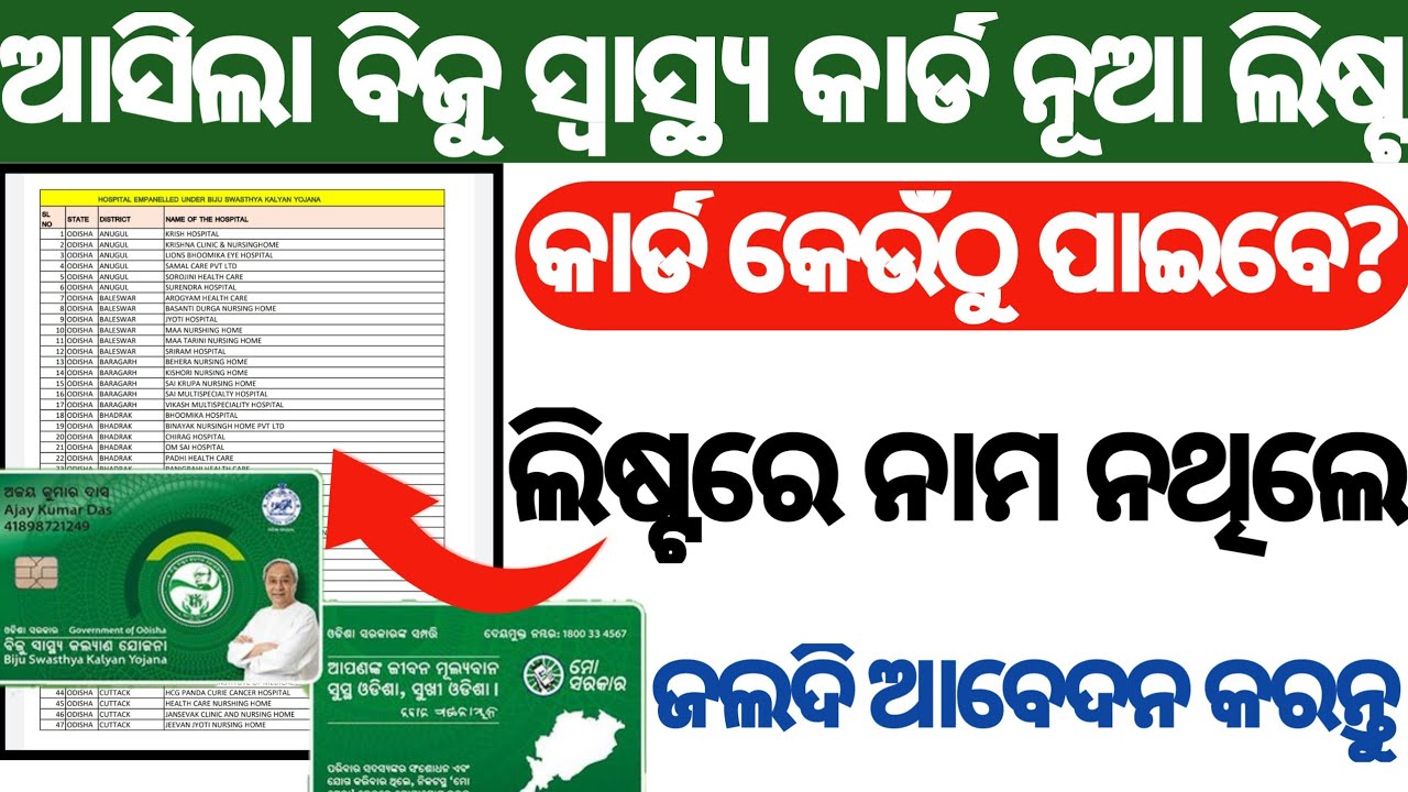 Biju Swastya Card 2021| How to get Biju Swastya Card| BSKY smart Card apply | New Hospital list 2021