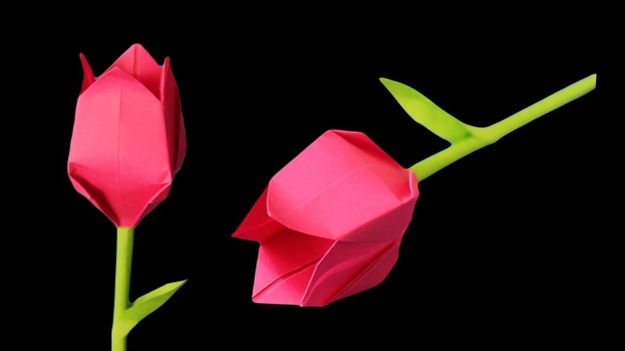 Como hacer un tulipán de papel fácil  🌷 Flores de papel