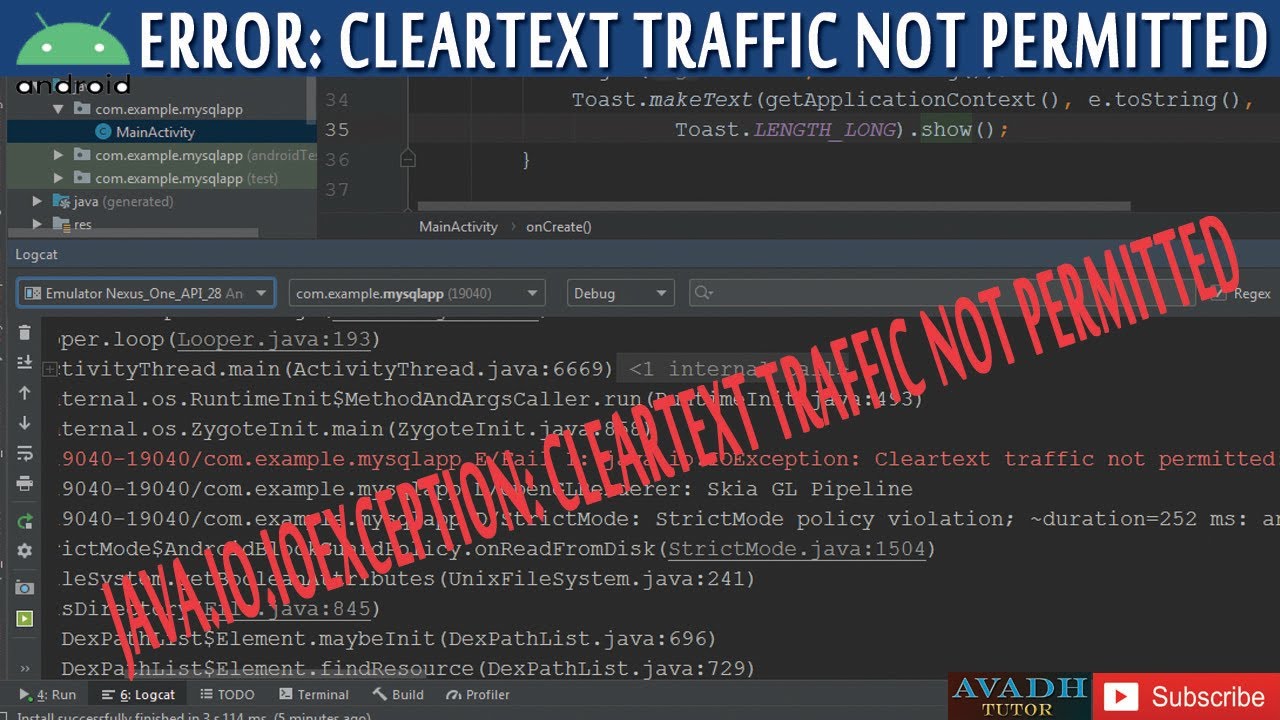 cleartexttrafficpermitted android | java.io.ioexception: cleartext traffic not permitted