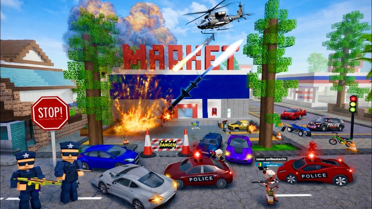 School Party Craft – INSANE Market Warzone! Helicopter Attack & New Police Department in Action