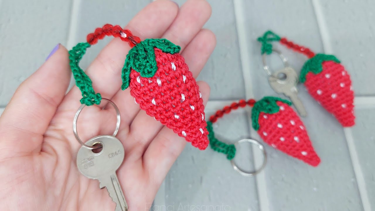 MORANGO DE CROCHÊ 🍓| CHAVEIRO | FRANCI ARTESANATO