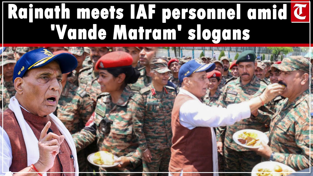 IAF personnel say 'Bharat Mata ki Jai' as Rajnath Singh visits Srinagar air base