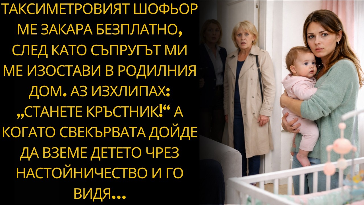 Съпругът ме изостави в родилния дом. Таксиметров шофьор ме закара. „Стани кръстник!“ И свекървата...
