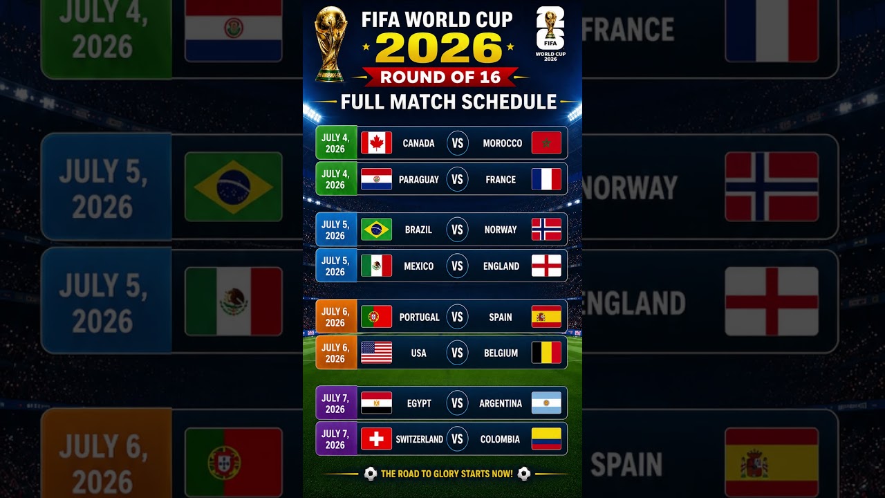FIFA World Cup 2026 Round of 16 Fixtures | Full Match Schedule (July 4&ndash;7) ⚽🔥