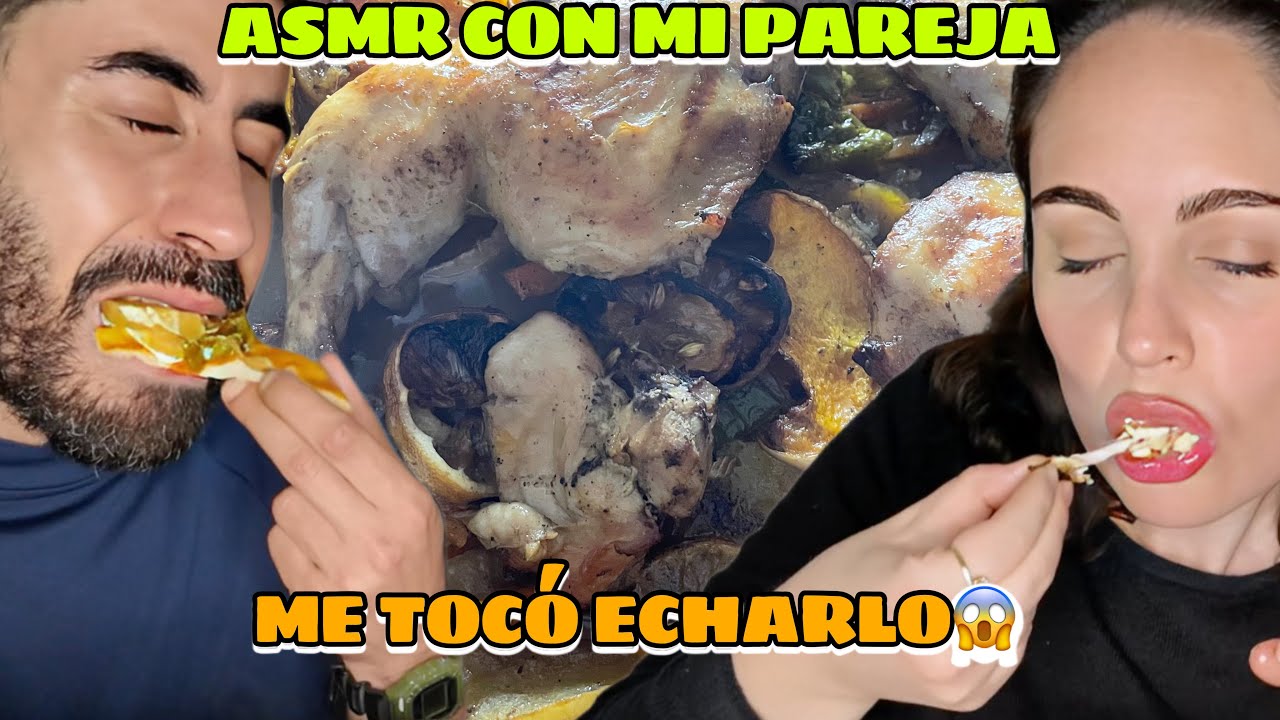 ASMR COMIENDO POLLO A LA BRASA CON PATATAS - MUKBANG CON MI PAREJA *ME TOCÓ ECHARLO*