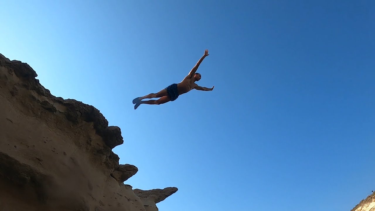 Cliff diving at St Peter's pool