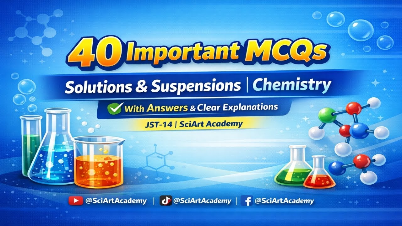 40 important MCQs For Solutions & Suspensions.(chemistry) || JST-14 || SciArt Academy