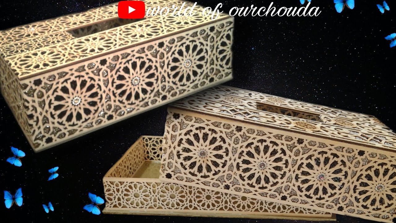 علبة مناديل بخشب الليزر بشكل جديد و العقيق 🤩🤩❤❤ boîte à mouchoir