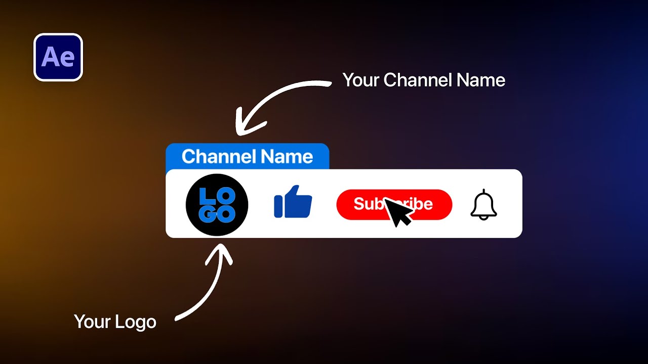 Fully Customizable Youtube Subscribe button After Effects Template