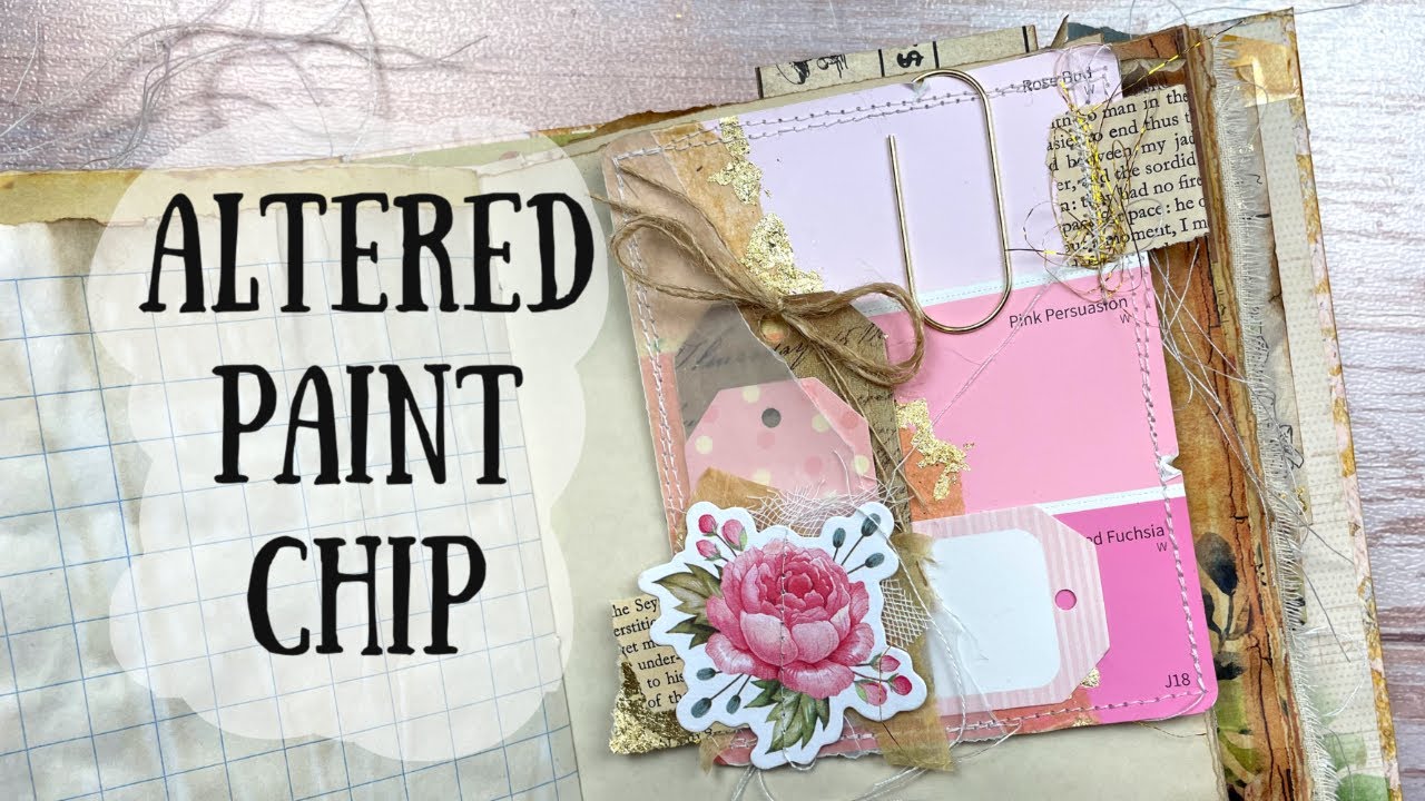Altered Paint Chip with Vellum Pocket | Junk Journal Tag Holder