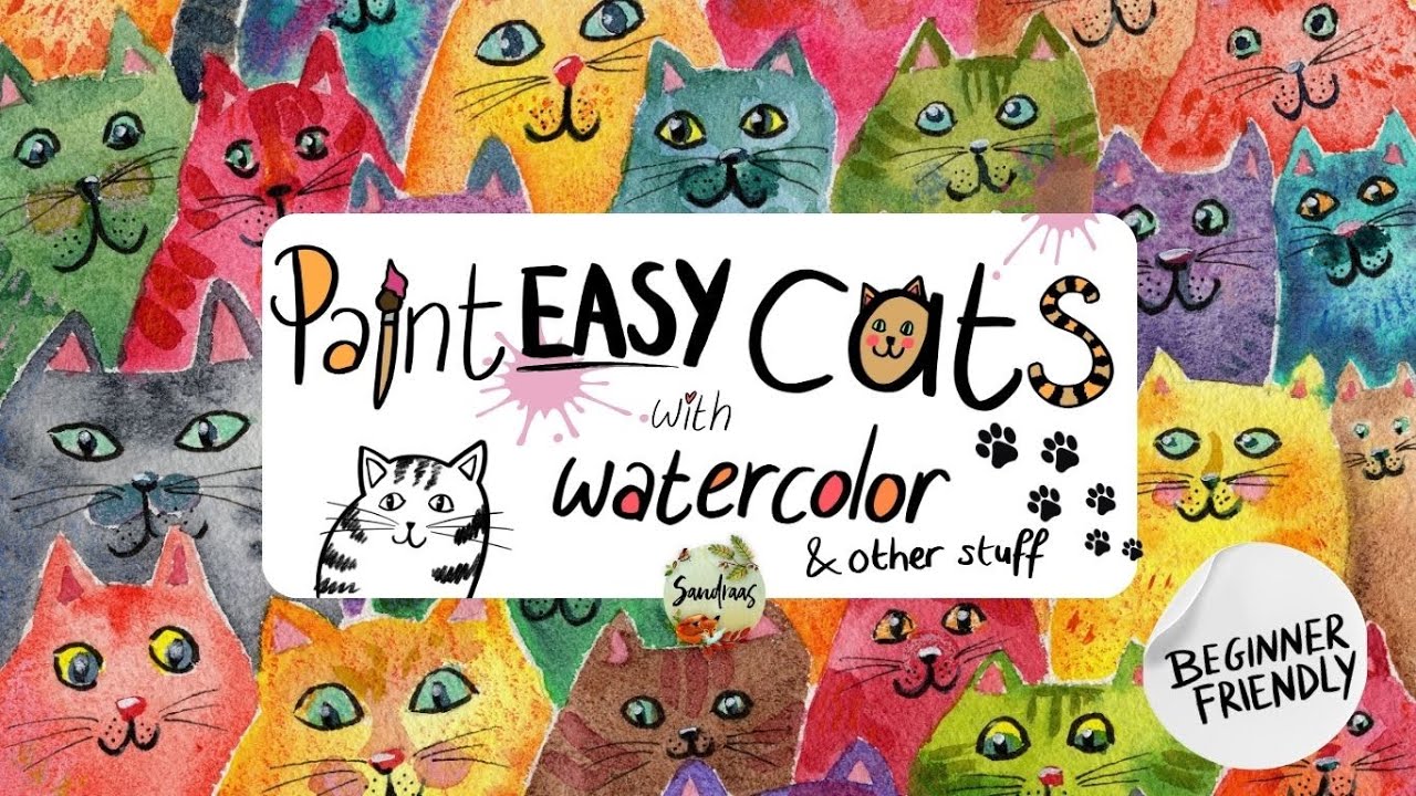 Paint Watercolor Cats - FUN & EASY