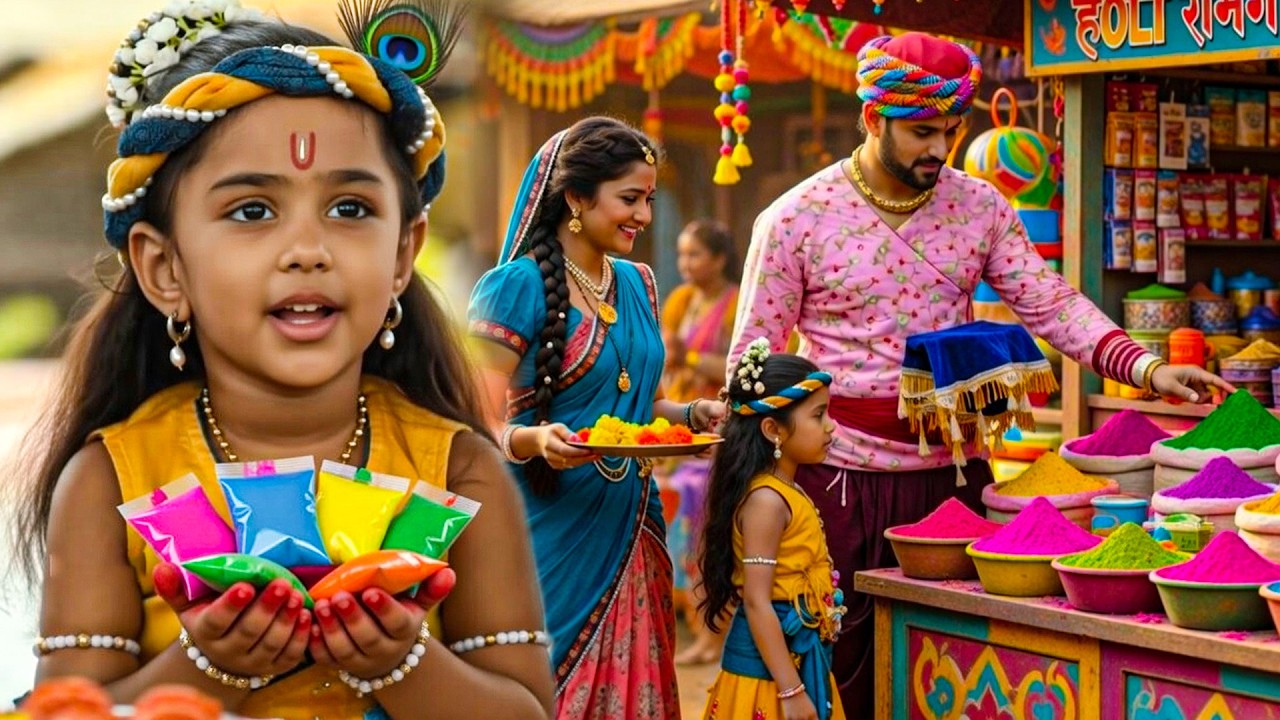 यशोदा मैया और नंद बाबा संग रंग खरीदने पहुंचे माखन चोर कान्हा! - YASHOMATI MAIYYA KE NANDLAL