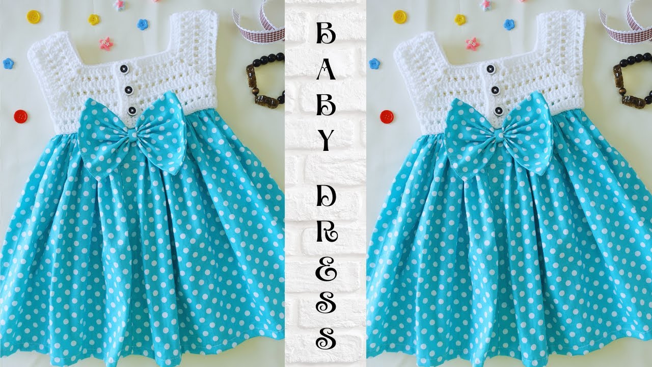 How to crochet a baby dress with fabric skirt Part-01 Beginner friendly tutorial