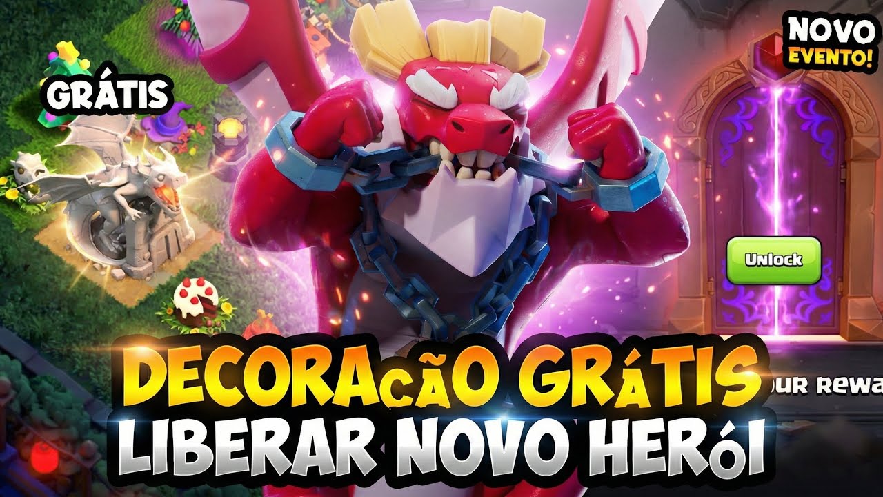 NOVO EVENTO COM ESTÁTUA DO DRAGÃO DE GRAÇA E COMO LIBERAR O NOVO HERÓI DO CLASH OF CLANS!