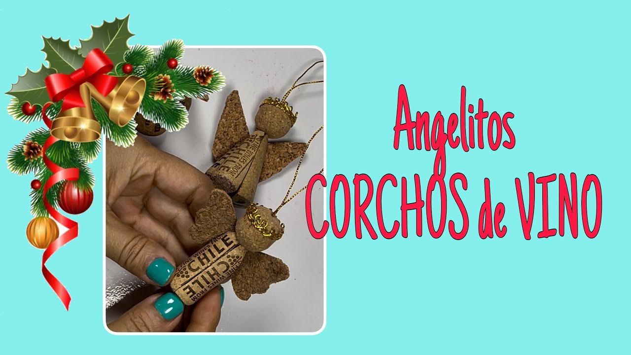 IDEA Navideña en 5 Minutos/Como Hacer Angeles con CORCHOS de Vino/How to Make Angels with Wine CORKS