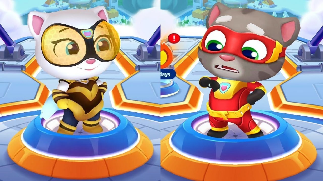 Talking Tom Hero Dash QUEEN BEE ANGELA VS SUPER TOM Android iOS Gameplay HD