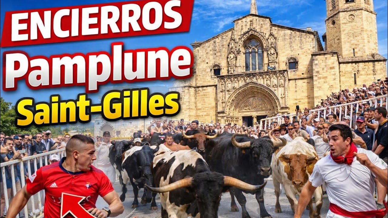 Encierro Pampelune 🔴⚪️Ganadéria Tardieu frère🐂 Saint Gilles le 24/08/2025