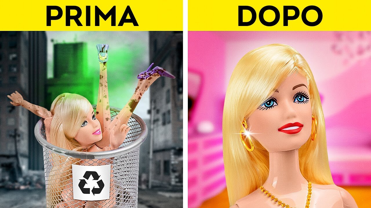 Trasformazione di Barbie! 😍🤩 Trucchi e lavoretti per rinnovare la bambola Barbie 🌈