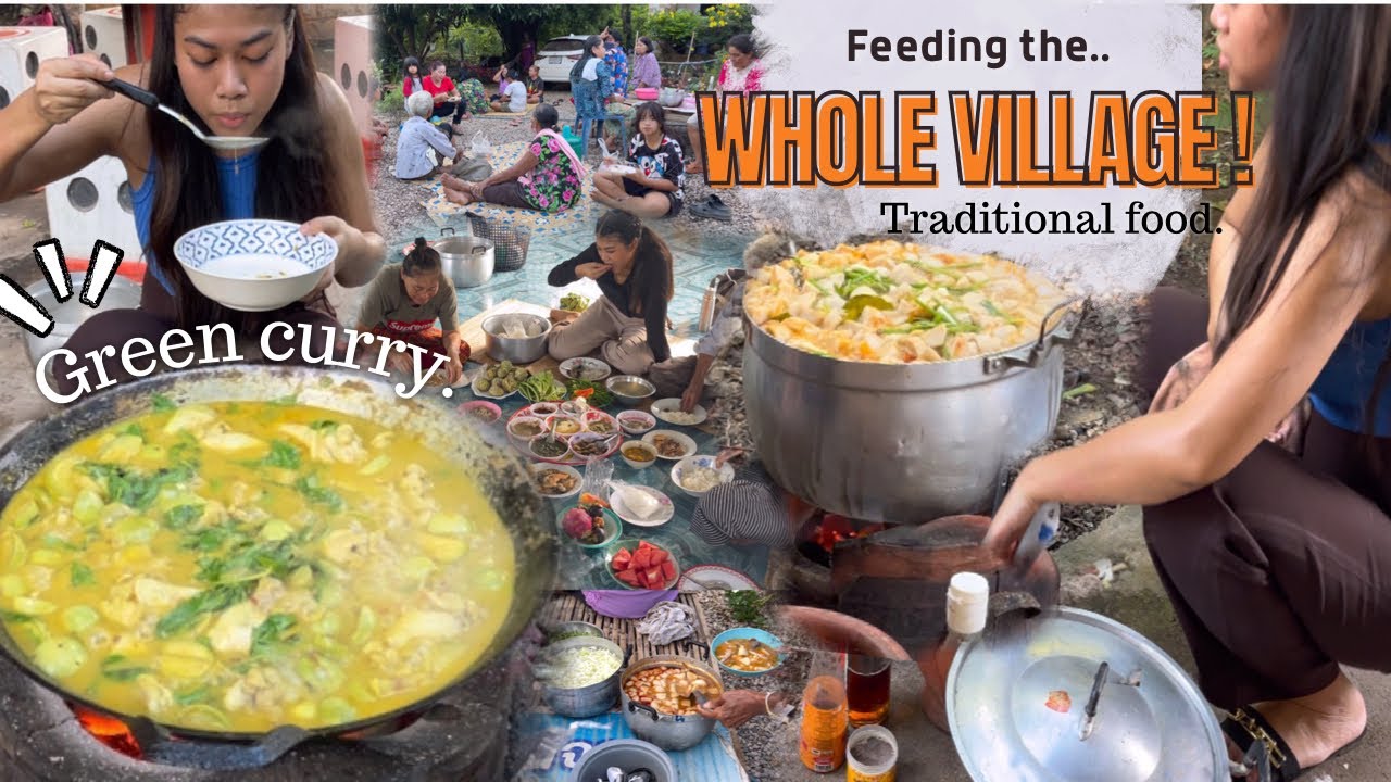 Cooking Thai Traditional food for the WHOLE VILLAGE | Thailand village Vlog