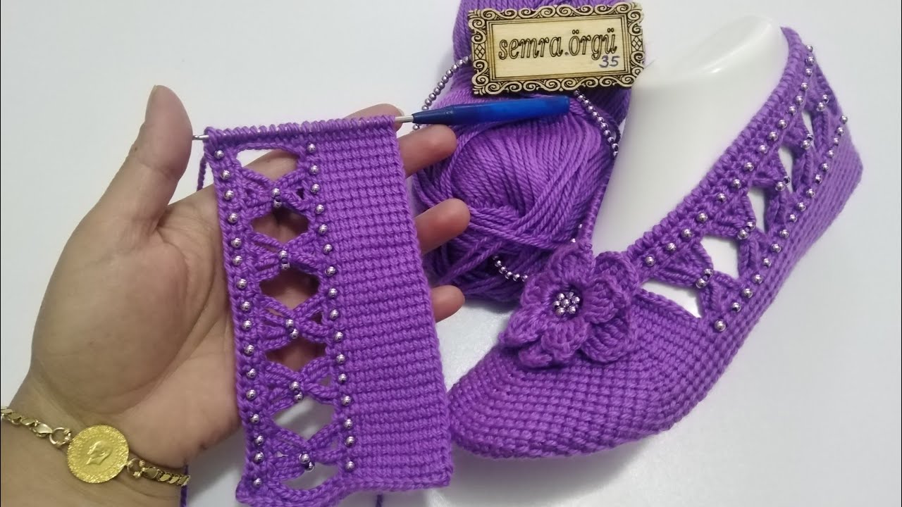 İncili fiyonklu çeyizlik patik @Semraorgu #crochet #knitting #tunusiancrochet #tunusisi #tunusişi