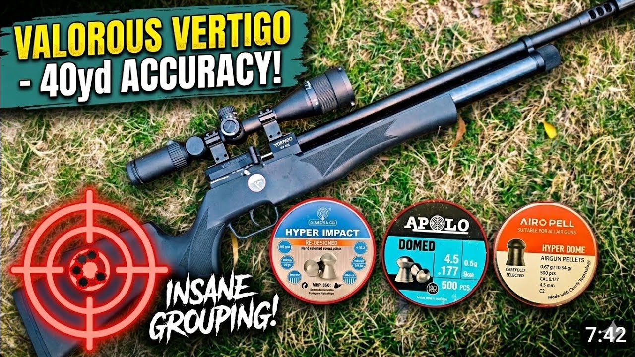 Valorous VERTIGO PCP Air Rifle 40 Yard 3 Brand Pellets Accuracy Grouping Plinking 😀