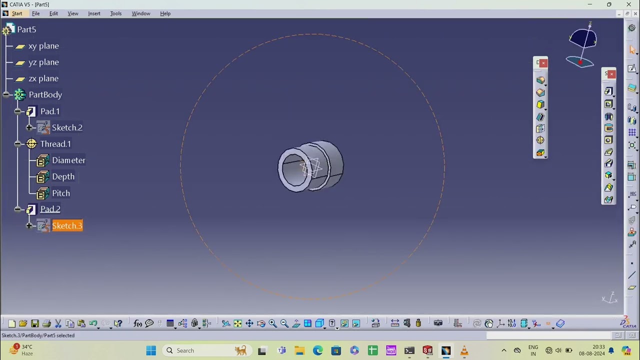 Designing a collar for  Bench Vice in CATIA V5#automobile#catia3dmodelling @donmech7#automobile