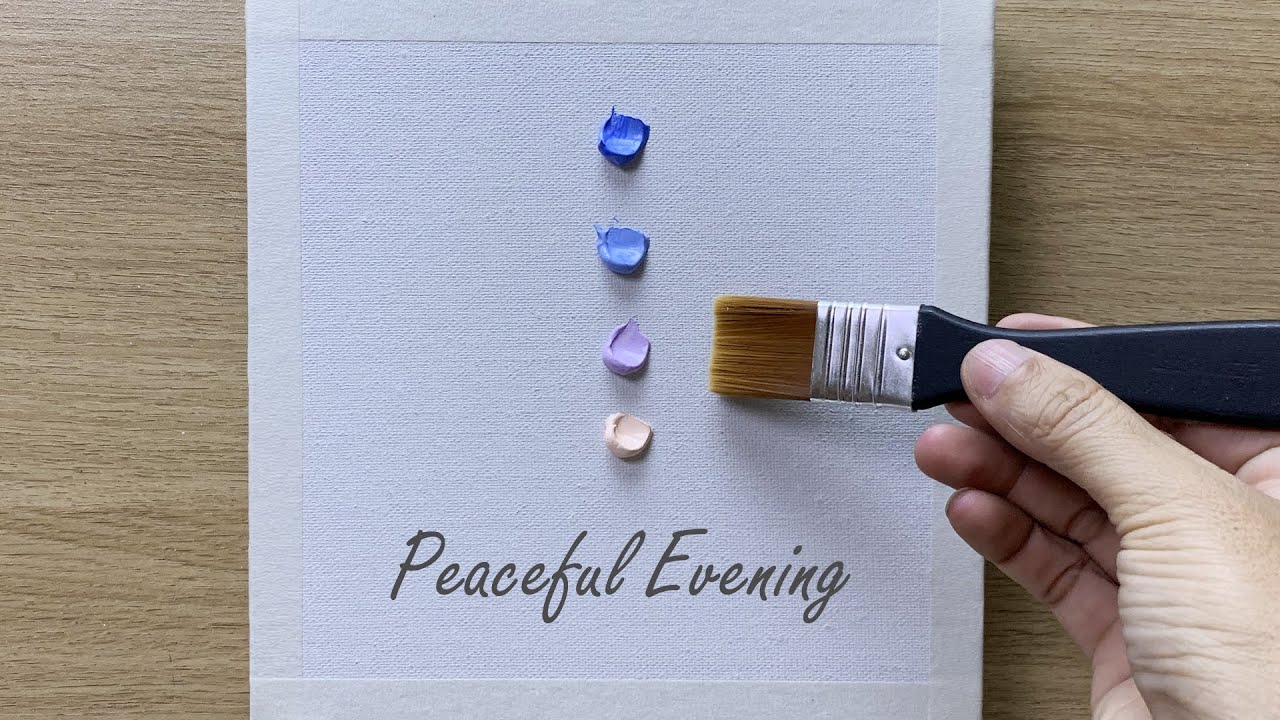 Daily challenge #221 / Easy Acrylic / Peaceful Evening Painting